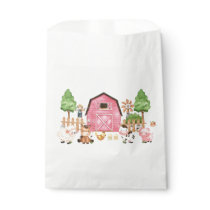 Pink Farm Animals Baby Shower  Favor Bag