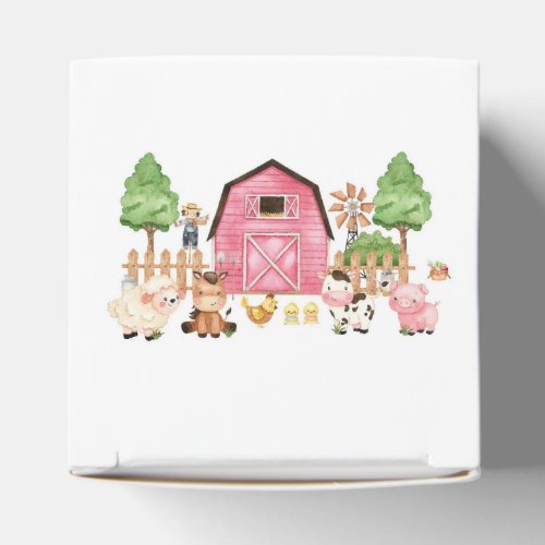 Pink Farm Animals Baby Shower Favor Boxes