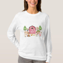 Pink Farm Animals Baby Shower  T-Shirt