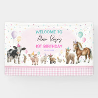 Pink Farm Animals Balloons Girl Birthday Party
