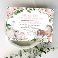 Pink Farm animals floral barnyard girl baby shower