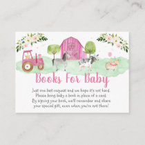 Pink Farm Baby Shower Book Request Enclosure Card