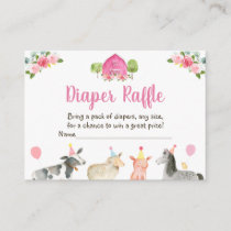 Pink Farm Baby Shower Diaper Raffle Cards