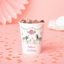 Pink Farm Barnyard Birthday Paper Cups