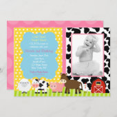 Pink Farm Barnyard Birthday Party Invitations (Front/Back)