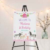 Pink Farm Barnyard Birthday Welcome