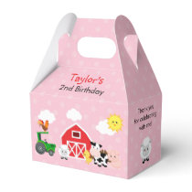 Pink Farm Barnyard Girls Birthday Gable Favor Box