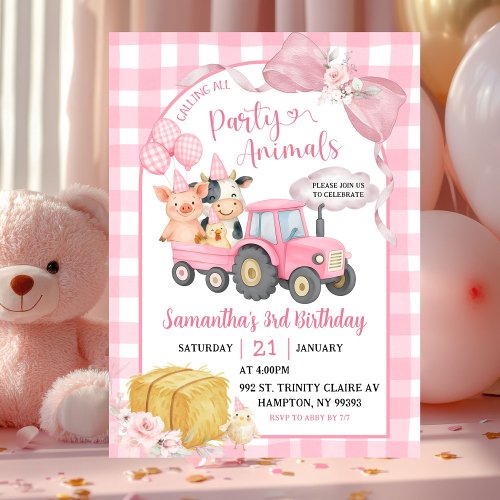 Pink Farm Calling All Party Animals Girl Birthday