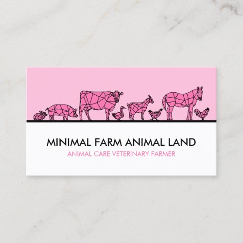 Pink Farm Duck Cow Goat Donkey Chicken Pig Business Card