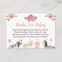 Pink Farm Floral Baby Shower Book Request Enclosure Card