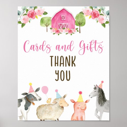 Pink Farm Floral Cards  Gifts Birthday Sign