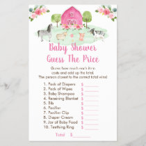 Pink Farm Floral Guess The Price Baby Shower Game
