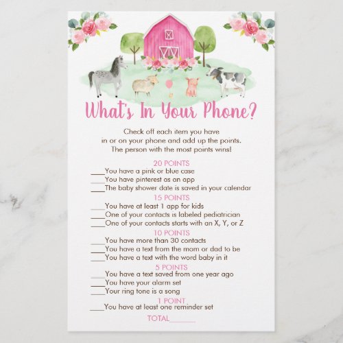 Pink Farm Floral Whats In Your Phone Game