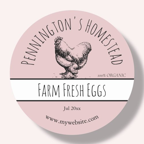 Pink  Farm Fresh Egg Labels