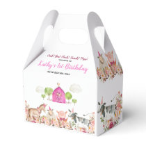 Pink Farm House Animals Barnyard 1st Birthday Favor Boxes