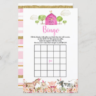 Pink Farm House Animals Barnyard Bingo Games