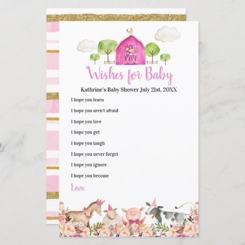 Pink Farm House Animals Barnyard Wishes for Baby