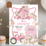 Pink Farm Kids Birthday Invitation<br><div class="desc">Pink Farm Kids Birthday Invitation,  Pink Barnyard Birthday Invitation,  Editable Pink Floral Tractor Farm Animals Girl Birthday</div>