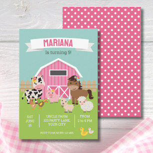 PINK FARM PARTY INVITATION