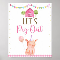 Pink Farm Pig Out Birthday Food Sign