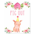 Pink Farm Pig Out Birthday Food Sign