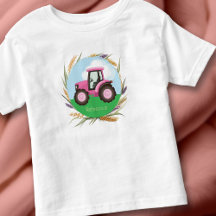 Pink Farm Tractor Girls Cute Personalized