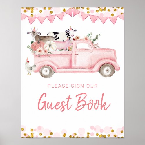 Pink Farm Truck Pumpkin Drive By Guest Book