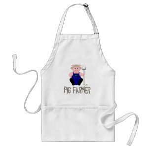 Pink Farmer Pig Brown Pig Farmer Adult Apron