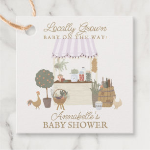Pink Farmers Market Farm Fresh Baby Shower Favor Tags