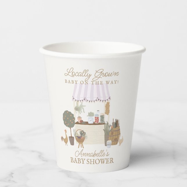 Pink Farmers Market Farm Fresh Baby Shower Paper Cups (Front)