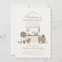 Pink Farmers Market Farm Fresh Birthday Invitation