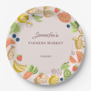 Pink Farmers Market Farm Fresh Birthday Paper Plates