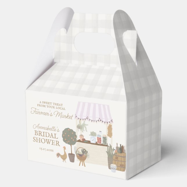 Pink Farmers Market Farm Fresh Bridal Shower Favor Boxes (Front)