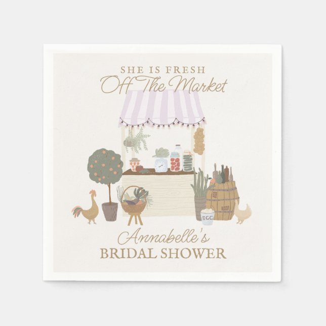 Pink Farmers Market Farm Fresh Bridal Shower Napkins (Front)