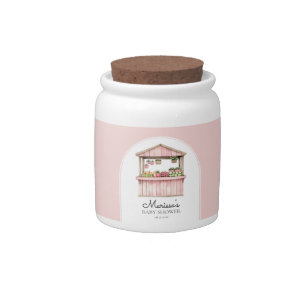 Pink Farmers Market Girl Baby Shower Candy Jar