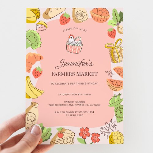 Pink Farmers Market Organic Farm Fresh Birthday