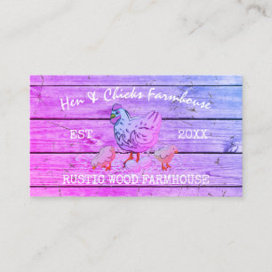 Pink Farmhouse Wooden Rustic Chicks Hen Business Card