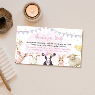 Pink Farmyard Animals Baby Shower Books For Baby Enclosure Card