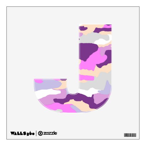 Pink Fashion Camo Wall Decal Letter J Small