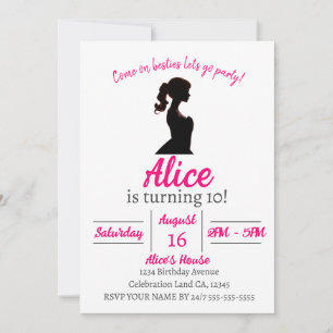 Pink Fashion Doll Birthday Party Invitation