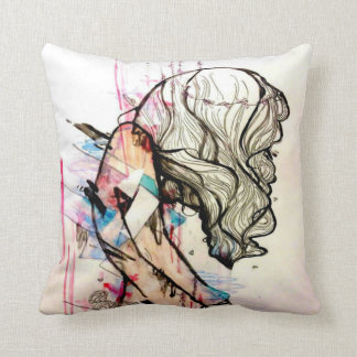 pink fashion illustration girly emotional art throw pillow