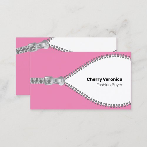 Pink Fashion Industry Zipper Business Card