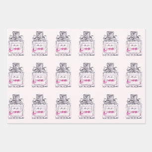Pink fashion perfume bottle watercolor cute wrapping paper sheets