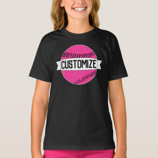 Pink Fastpitch Softball Team, Player and Number T-Shirt