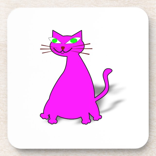 Pink Fat Cat Beverage Coaster (Front)