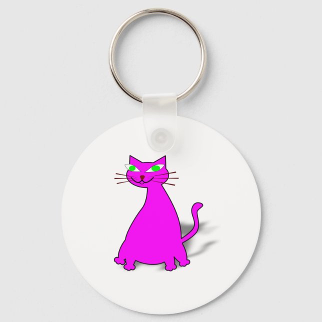 Pink Fat Cat Keychain (Front)