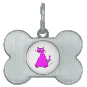 Pink Fat Cat Pet ID Tag