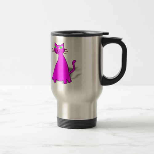 Pink Fat Cat Travel Mug