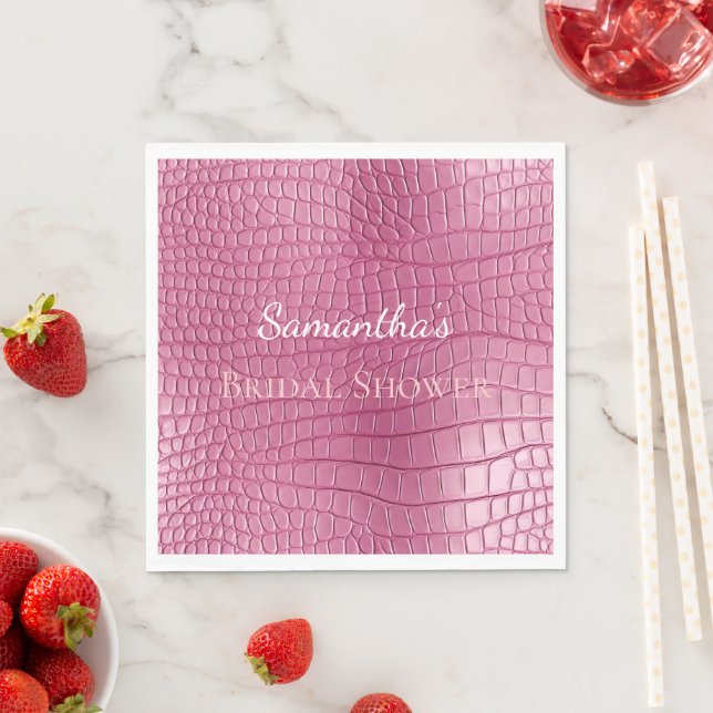 Pink Faux Alligator Animal Bridal Shower Napkins (Insitu)
