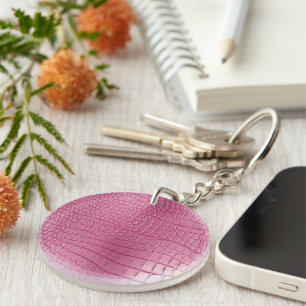 Pink Faux Alligator Animal  Keychain